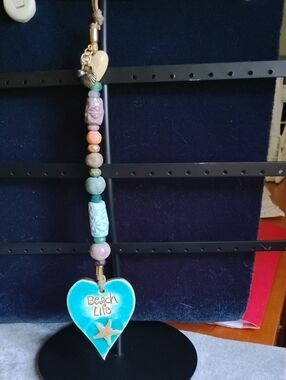 Hand Crafted Turquoise 'Beach Life' Heart Pendant Suncatcher